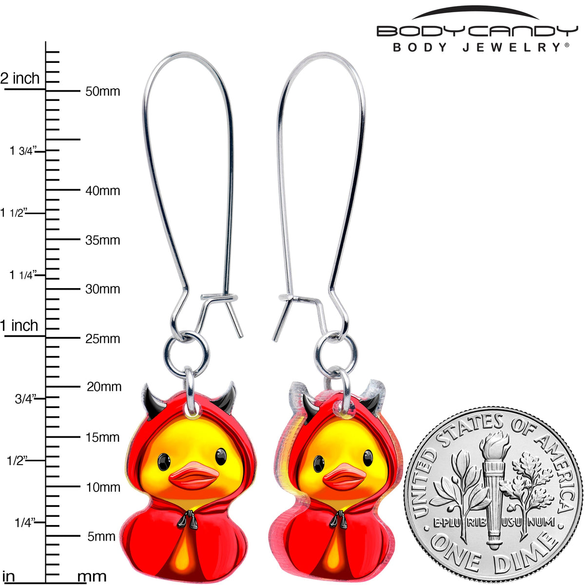 Hot Litle Devil Duck Dangle Earrings by Onyx O